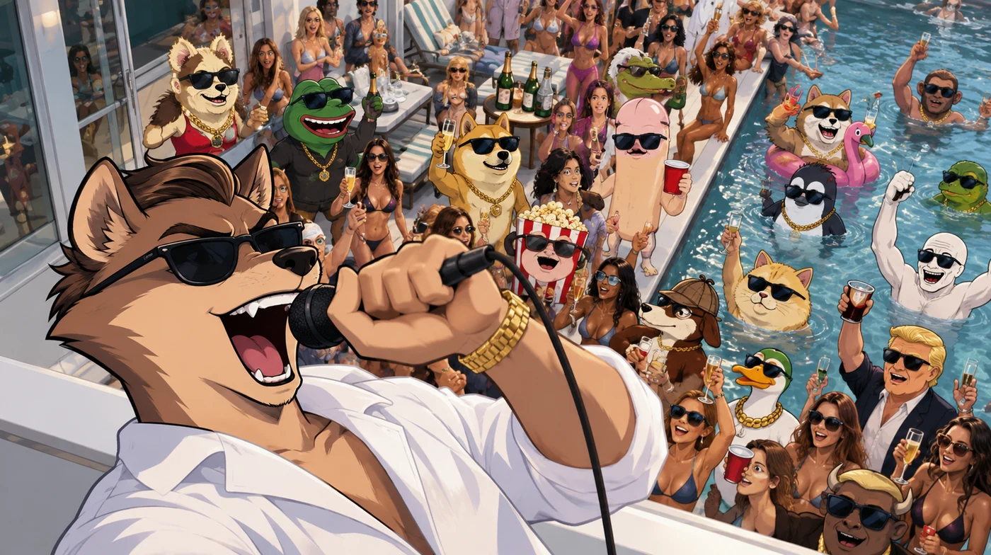 Wolf addressing a pool party